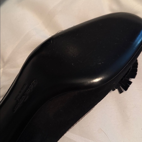 Salvatore Ferragamo Black Suede with Gold detail Heels 8.5 AA - Picture 10 of 10